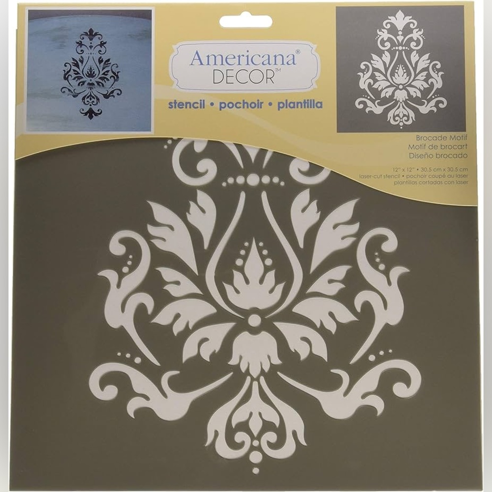 🆕 Americana Decor Laser Stencil Brocade Motif - 12" x 12" - New